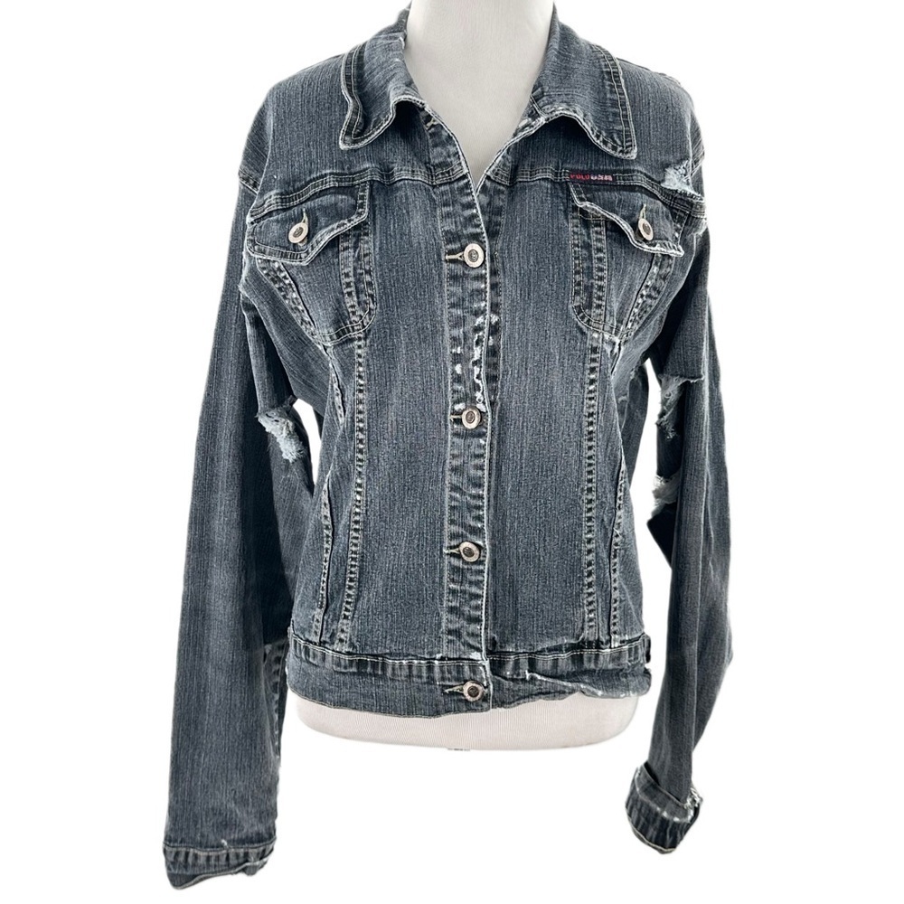 Polo womens jean jacket size M distressed denim Ralph Lauren - Picture 12 of 12